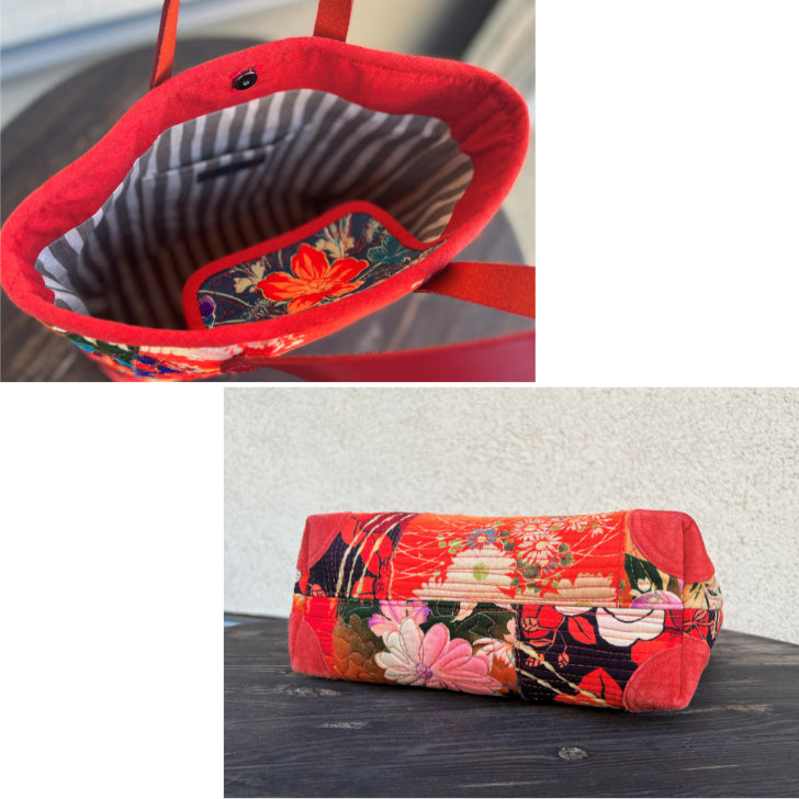 【パッチワーク手提げバッグ】国産手作業 作家一点物 パッチワーク ギフト