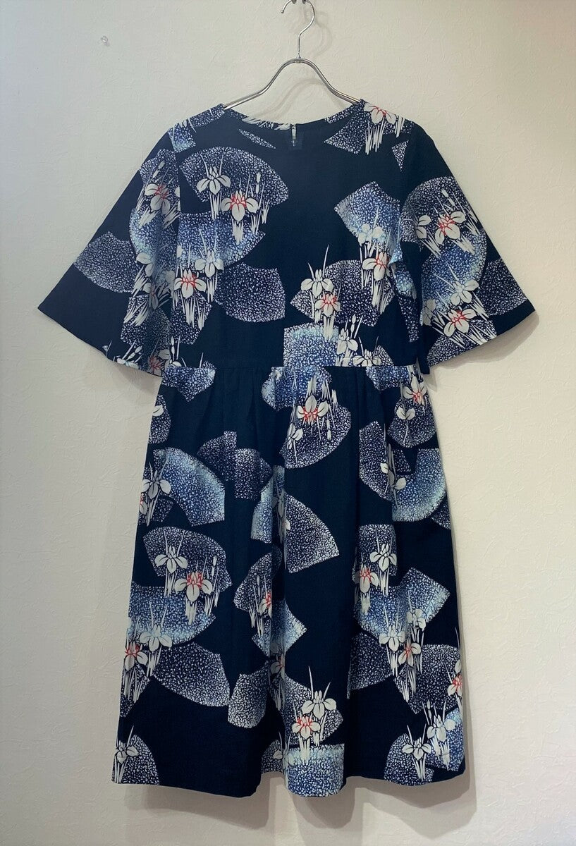 【浴衣リメイクワンピース】創作服 涼しい チュニックワンピース フレア袖 花柄