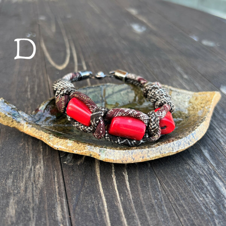 【古布和ブレスレット】作家一点物 アンティーク ク日本製 大島 古布 天然石