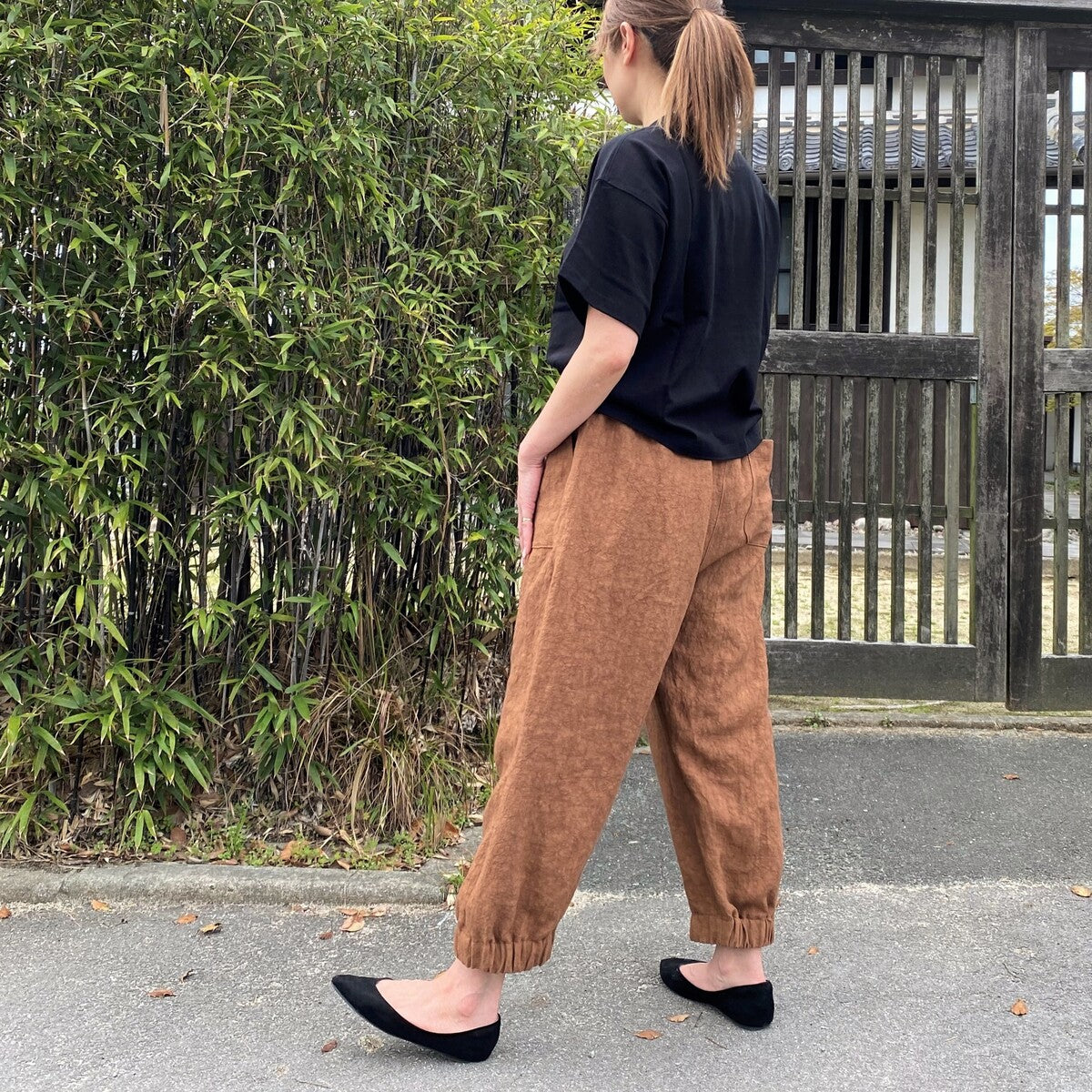 【柿渋染めパンツ】麻100% 草木染め リネン