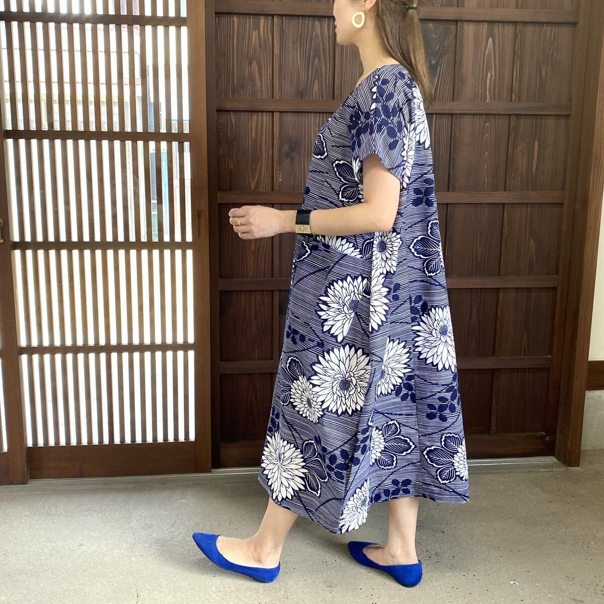 【浴衣リメイクワンピース】花柄 コクーン