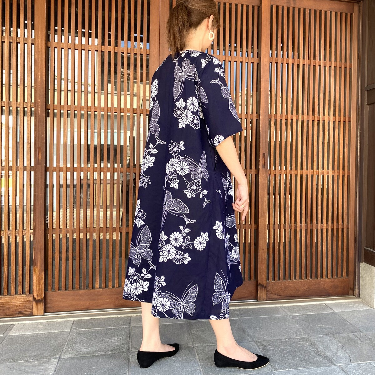 【浴衣リメイクワンピース】蝶々