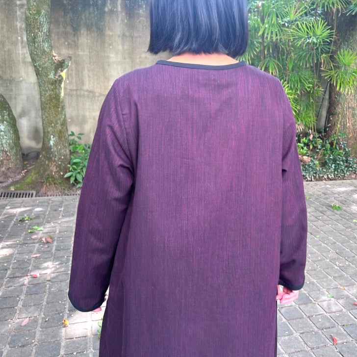 【久留米織Aラインチュニックワンピース】前ファスナー