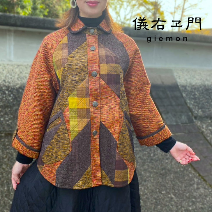 かすり絣ギエモン 儀右ヱ門  GIEMON 久留米絣  パッチワークジャケット ツギハギ