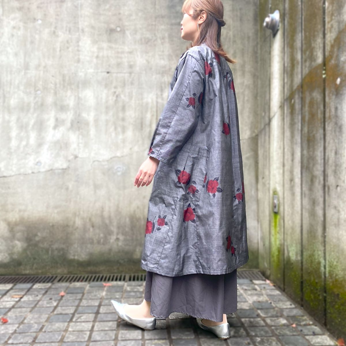 【大島紬リメイクコート】