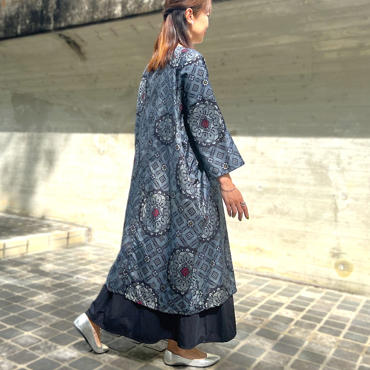 【大島紬アレンジコクーンコート】 4.23.5