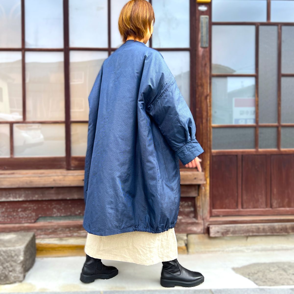 【大島紬中わた入りゆったりコート】IMA12