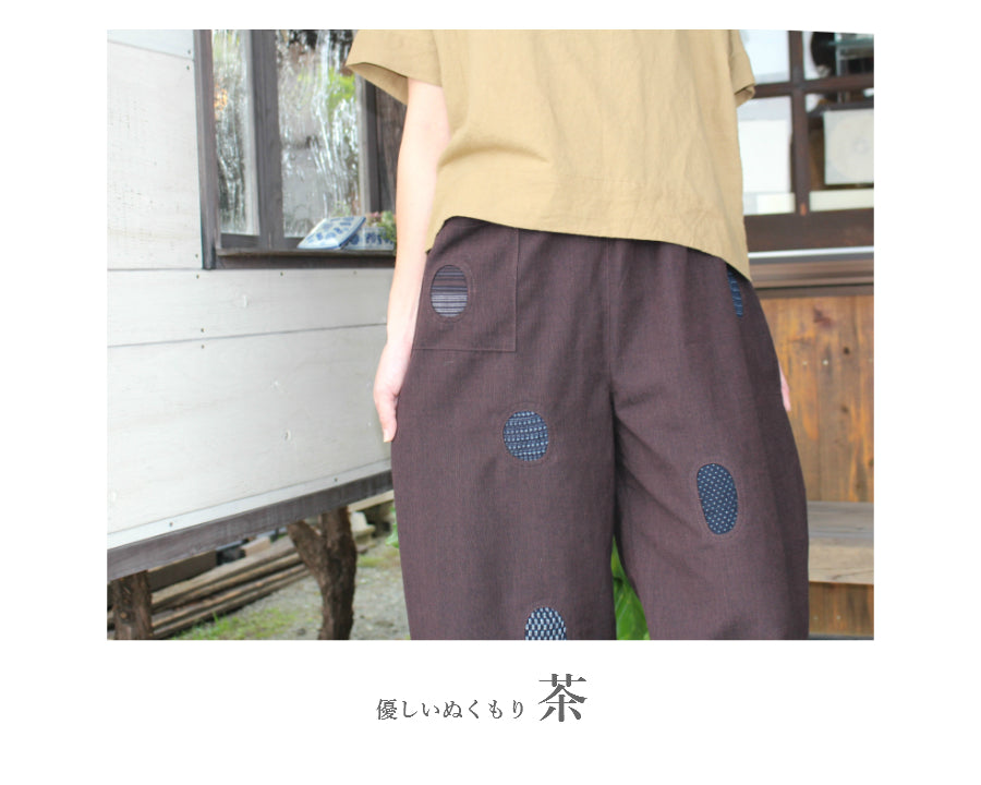 【久留米絣 パッチワークパンツ】総ゴム モンペ 楽々 ゆったり 綿100%