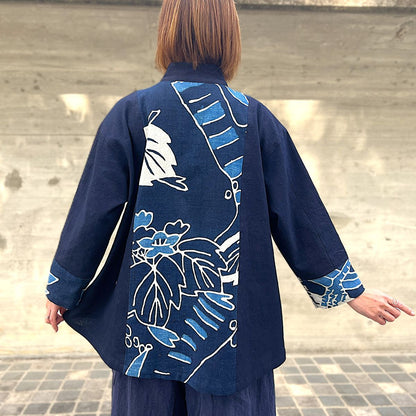 [Old Cloth Remake Half Coat] Nobori Flag Persimmon Shibu Dyed Jacket