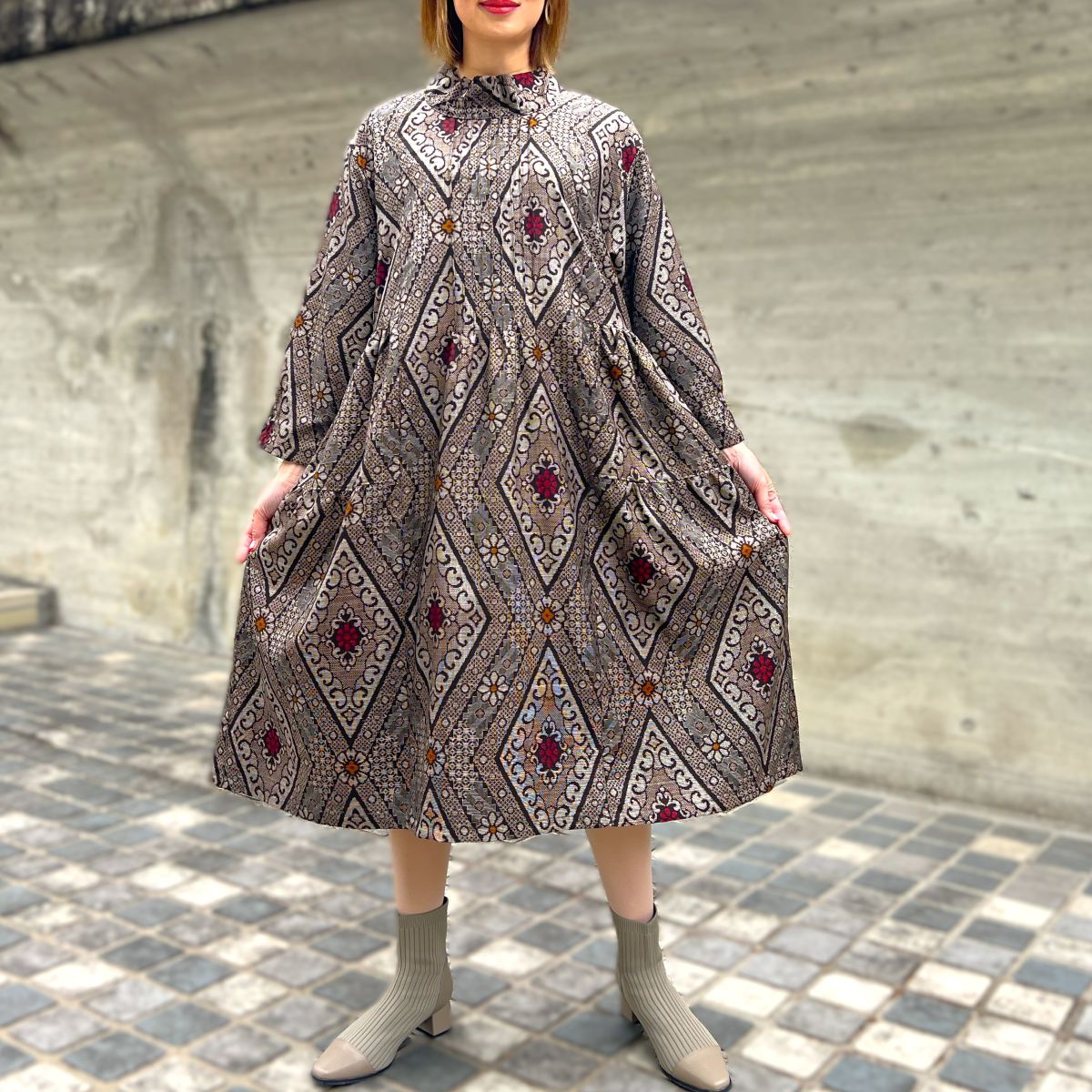 【大島紬アレンジワンピース】1.22.3