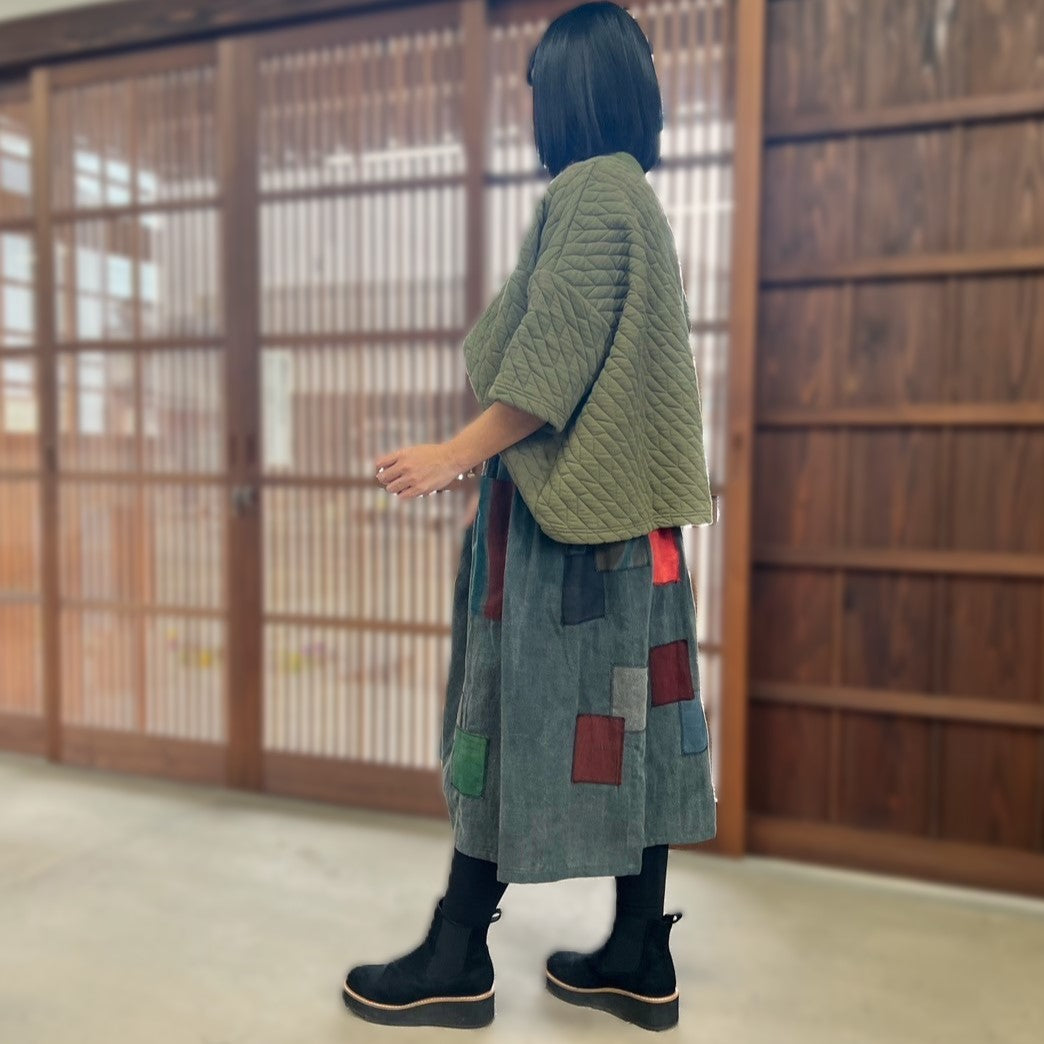 Old cloth remake skirt] Made by Akemi Harada, indigo dyed, Kurume 