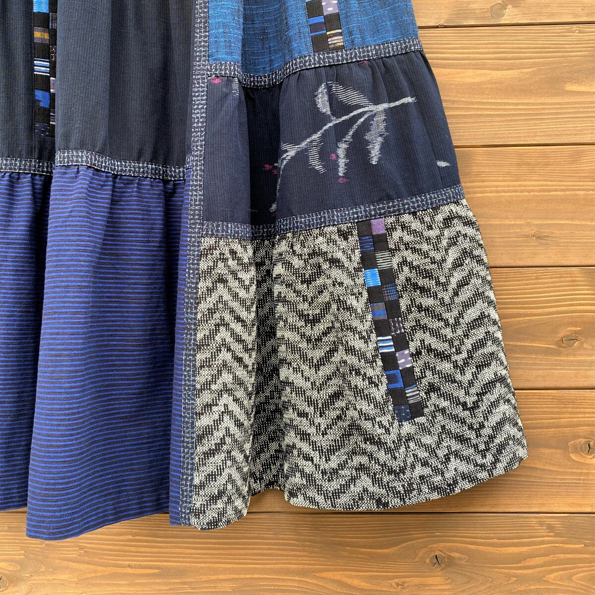 久留米絣のフレアギャザースカート-