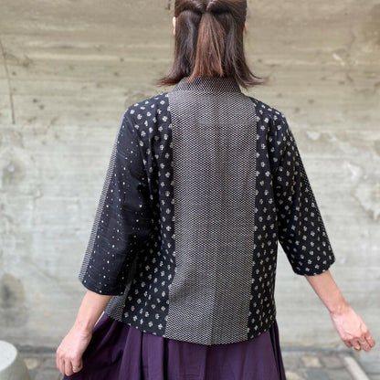 [Azumino open-front blouse] Light kasuri pattern, cloisonné pattern