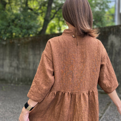 [Persimmon dyed dress] Made in Kyoto, hand-kneaded 