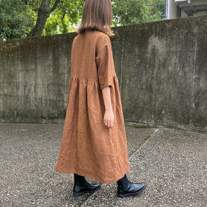 [Persimmon dyed dress] Made in Kyoto, hand-kneaded 