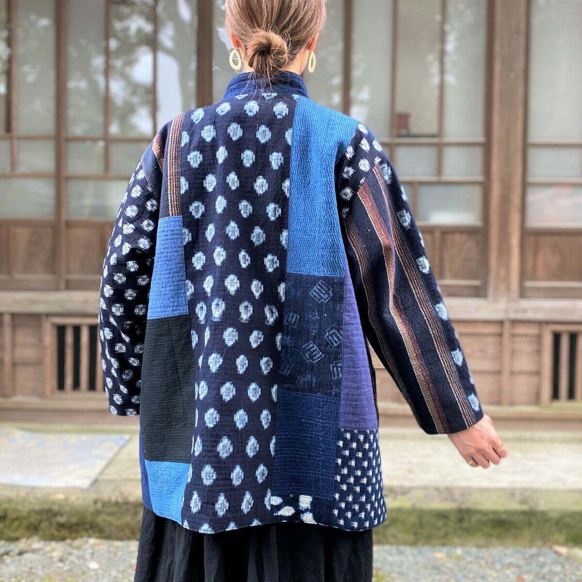 日本　Japan vintage 古布　藍染め　柿渋染め　羽織り　リバーシブル