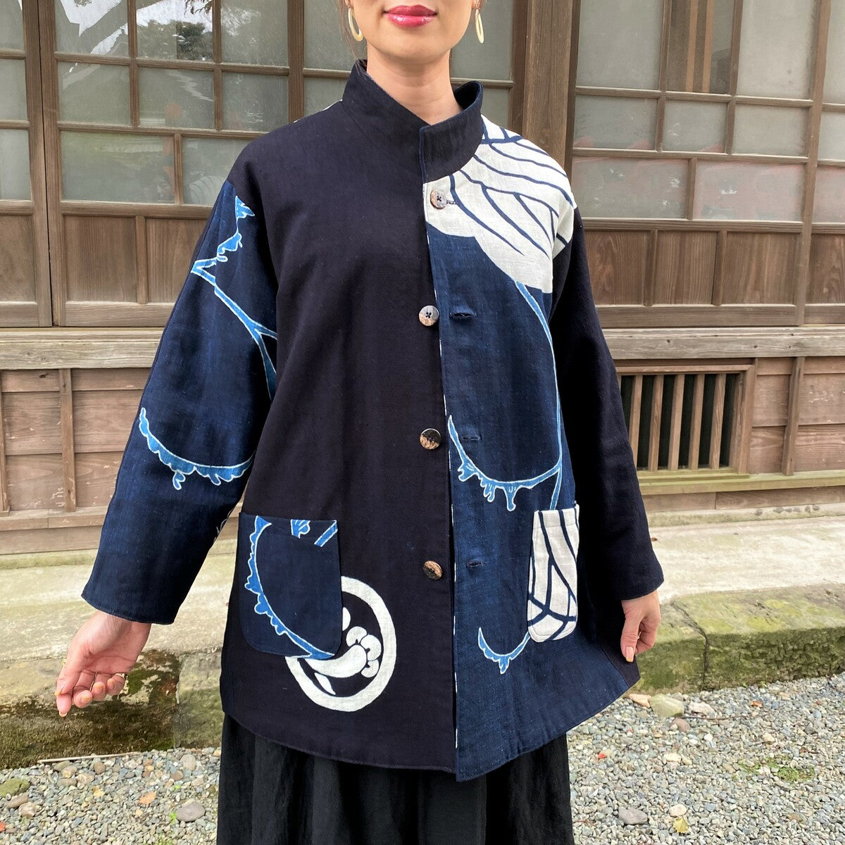 Medium indigo denim kimono jacket