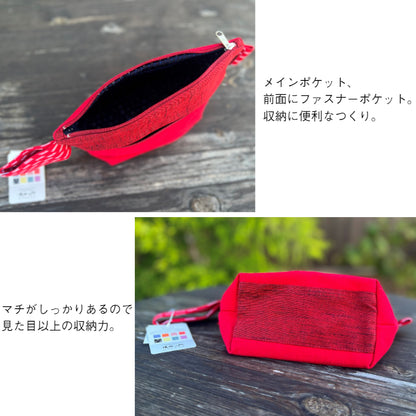 Giemon [Kurume Kasuri Pouch] Softy Handbag Unisex