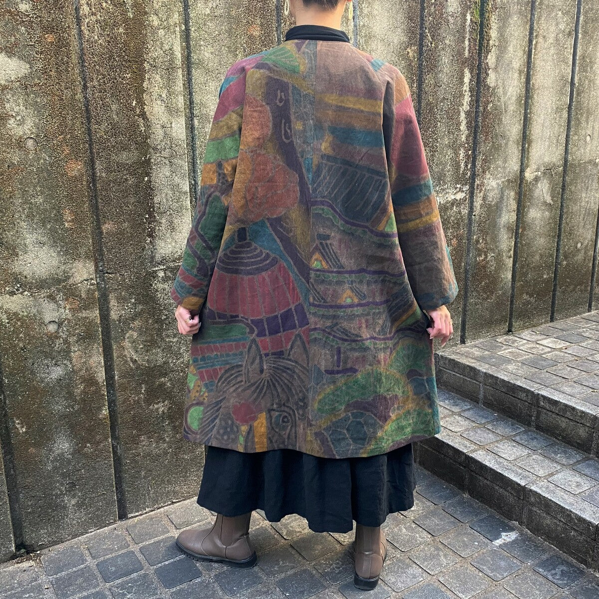 古布 襤褸 骨董品筒がき 刺し子 時の繕い コート - ロングコート