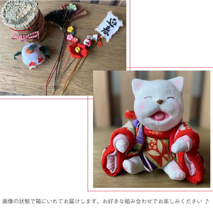 趣味縮小の為出品いたします創作猫人形　縮緬着物　粘土日本人形作家物