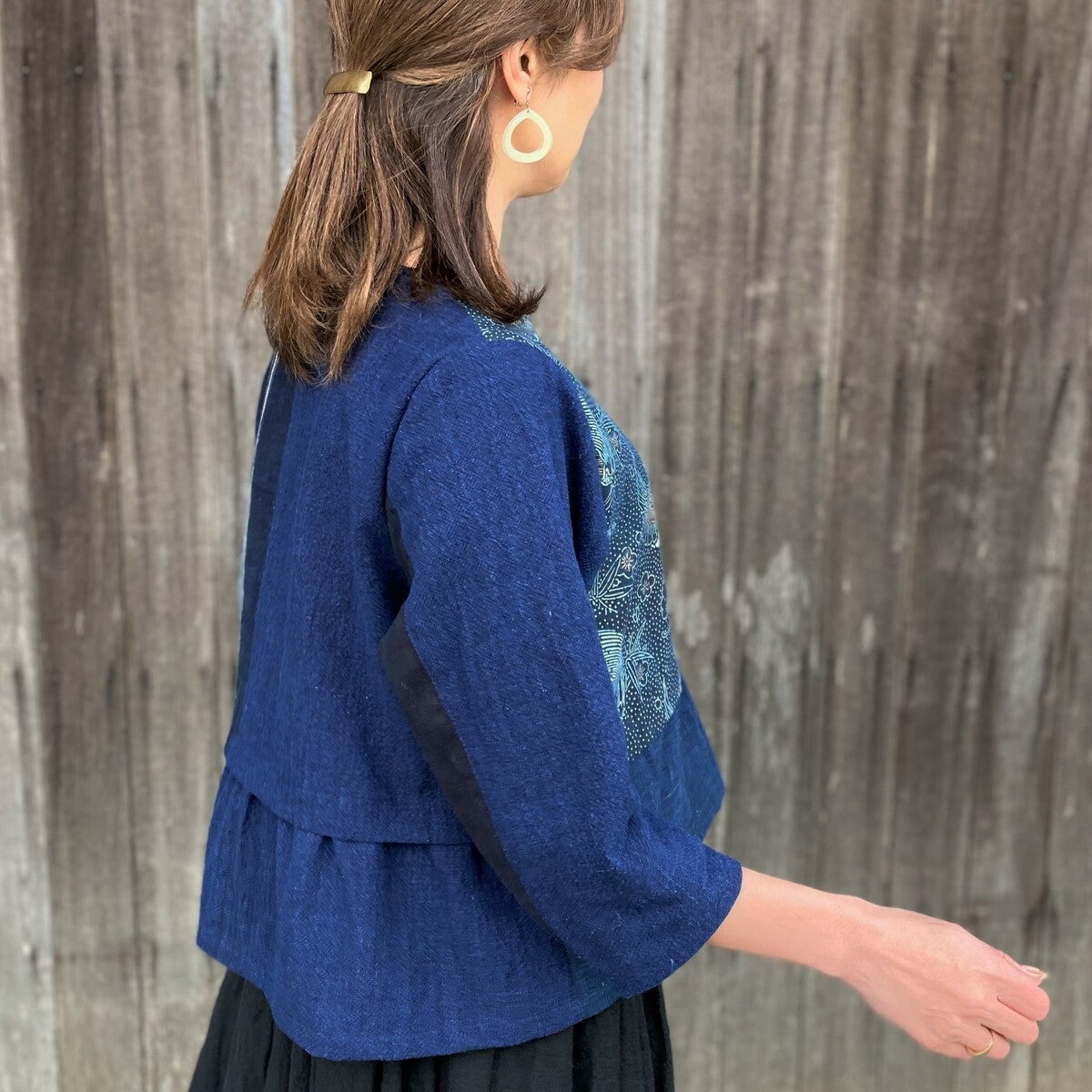 Old cloth remake blouse] Pattern-dyed striped kasuri – こっとん