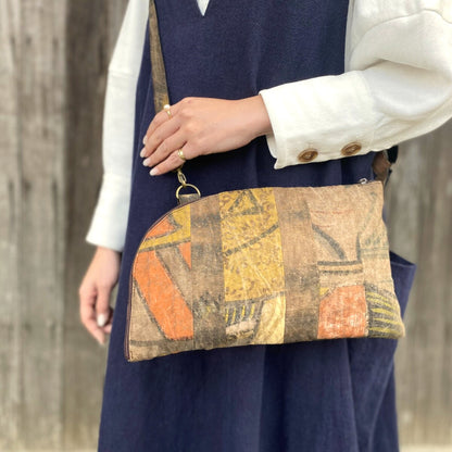 [Old Cloth Nobori Flag Shoulder Bag] One-of-a-kind item by the artist, made in Japan, persimmon tannin dyed, Nobori Flag