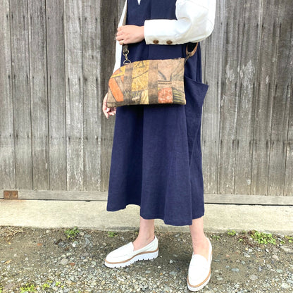 [Old Cloth Nobori Flag Shoulder Bag] One-of-a-kind item by the artist, made in Japan, persimmon tannin dyed, Nobori Flag