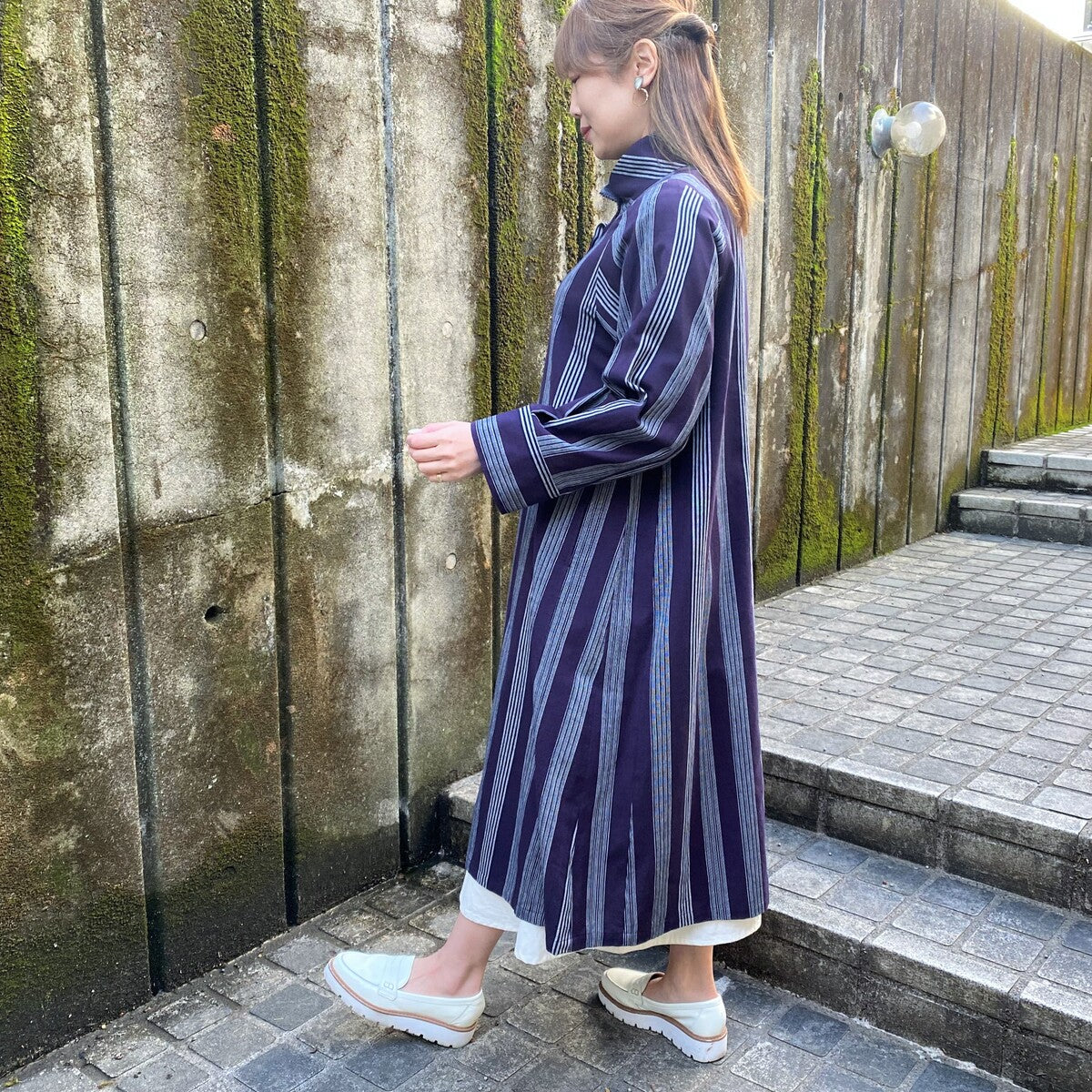 儀右ヱ門【久留米絣前開きワンピース】コート 羽織物 日本製 ぎえもん 儀右ヱ門【久留米絣前開きワンピース】コート 羽織物 日本製 ぎえもん