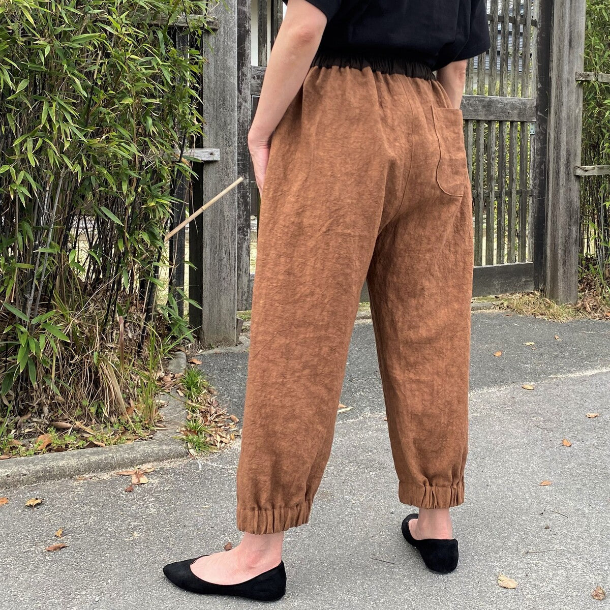 [Persimmon dyed pants] 100% hemp plant-dyed linen