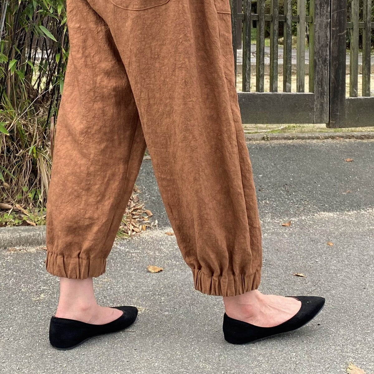 [Persimmon dyed pants] 100% hemp plant-dyed linen