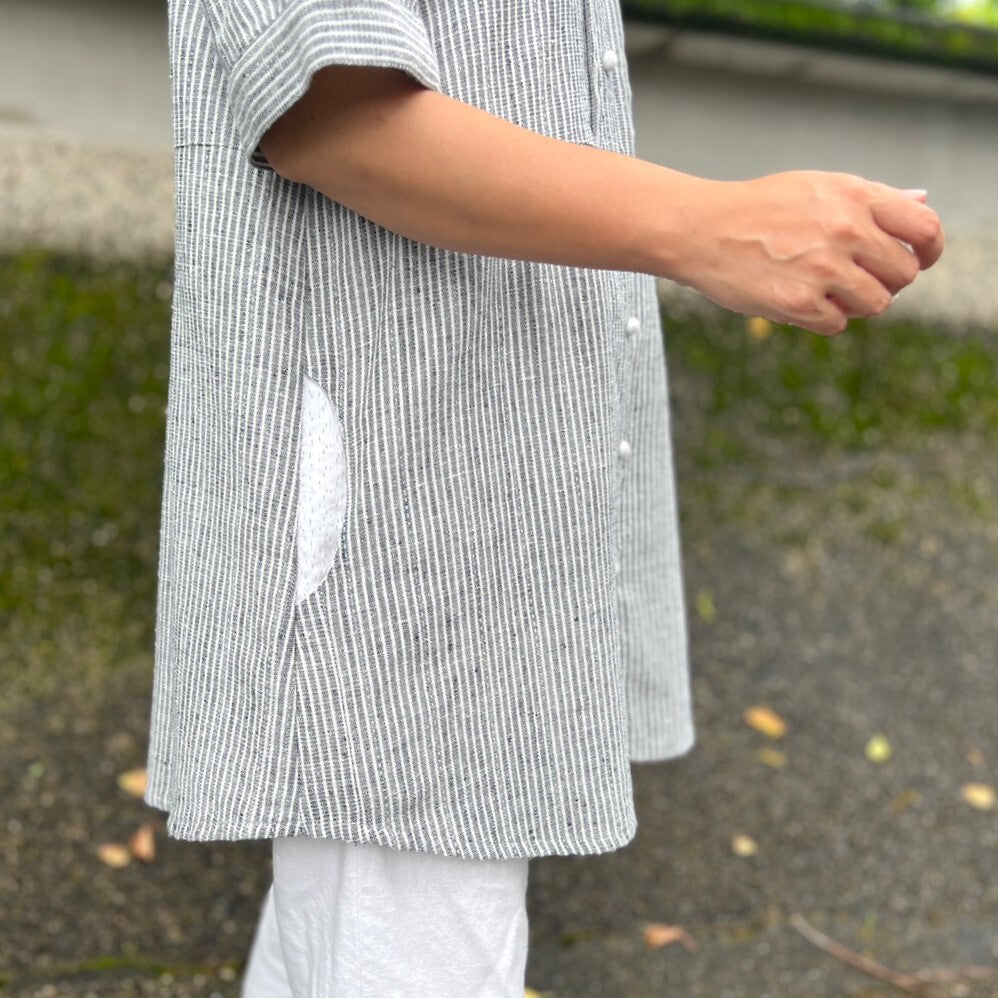 Kurume Kasuri Tunic Blouse] Chijimi weave Summer Kasuri – こっとん