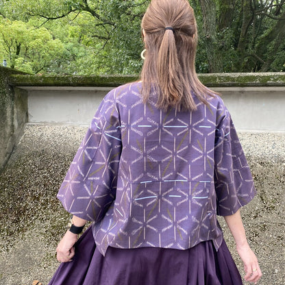 Giemon [Kurume Kasuri Blouse] Pullover Spring/Summer/Autumn Lullaby Pattern Giemon 
