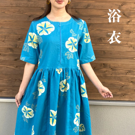 [Yukata remake dress] Morning glory pattern