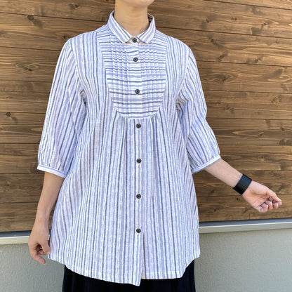 [Kurume-ori Shijira Blouse] Striped pattern 