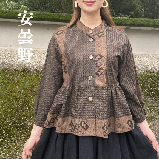 [Azumino open-front blouse] Oshima pongee pattern