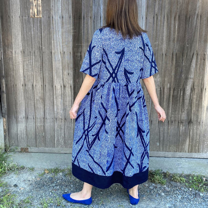 [Yukata remake dress] Japanese pattern front zipper