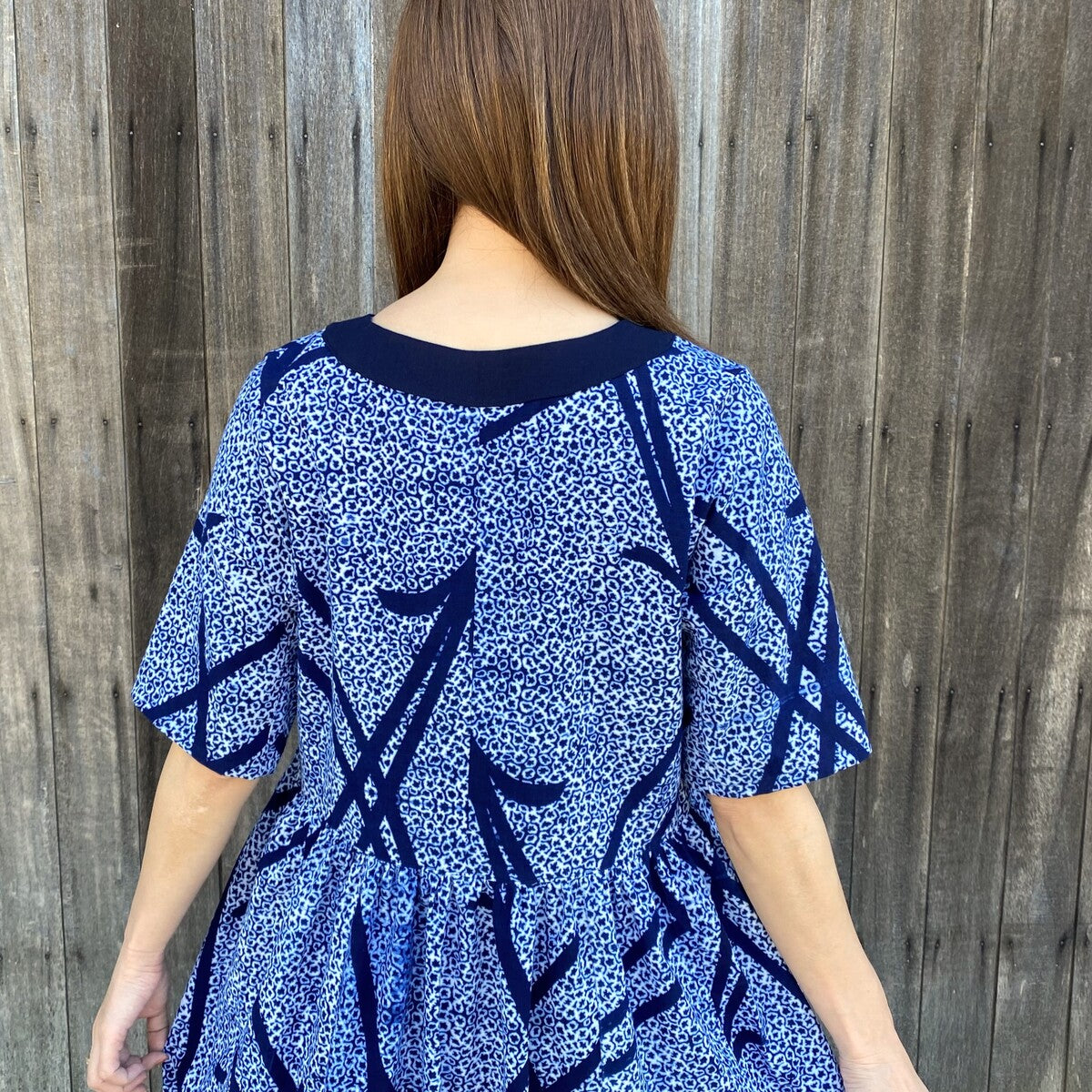 [Yukata remake dress] Japanese pattern front zipper