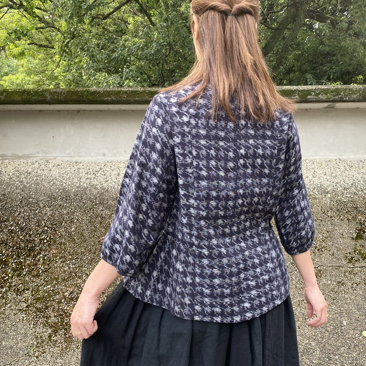 Giemon [Kurume Kasuri Blouse] Houndstooth pattern