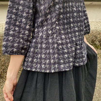 Giemon [Kurume Kasuri Blouse] Houndstooth pattern