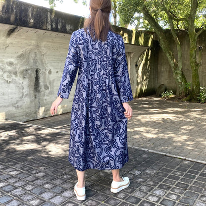 [Hand-woven Kurume Kasuri Dress] Hand-woven 