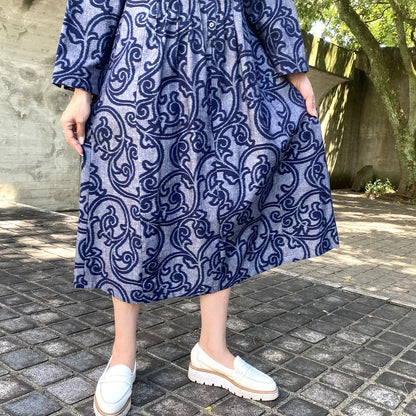 [Hand-woven Kurume Kasuri Dress] Hand-woven 