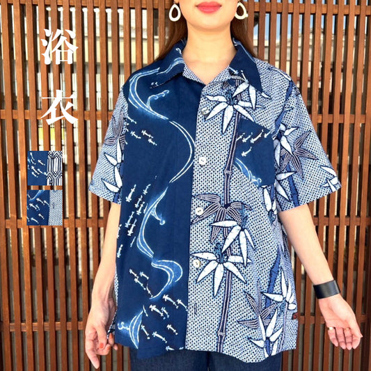 Unisex [Yukata shirt] Arimatsu total diaphragm