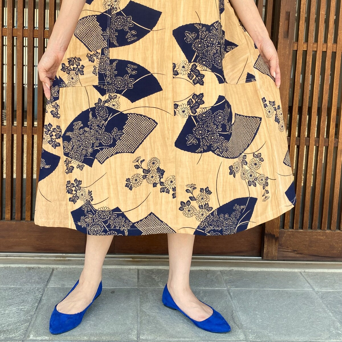 [Persimmon tanned yukata dress] 