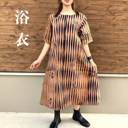 [Persimmon juice dyed yukata remake dress]