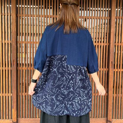 Giemon [Kurume Kasuri long blouse] Tunic blouse