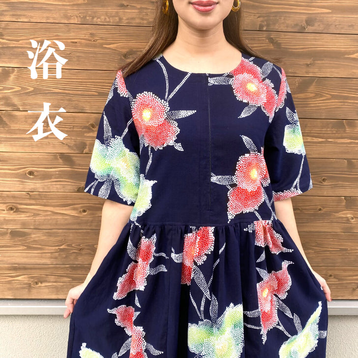 [Yukata remake dress] Floral pattern
