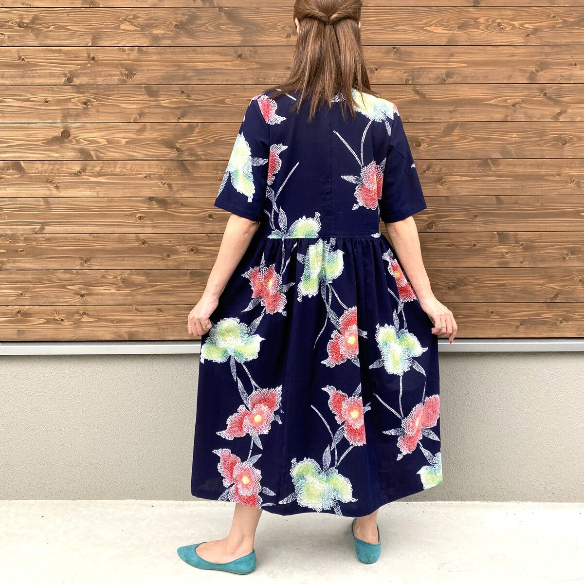 [Yukata remake dress] Floral pattern