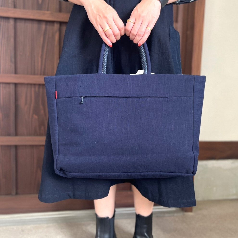 Giemon [Kurume kasuri tote bag] Twelve lattice tote