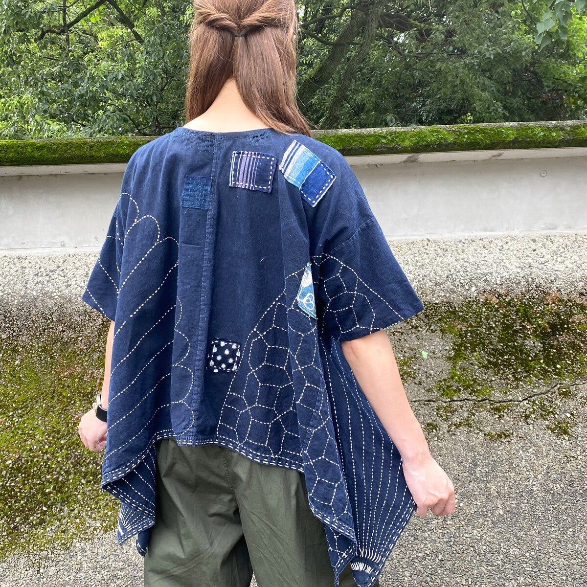 日本の人気ファッション 古布 襤褸藍染 ブラウス - トップス