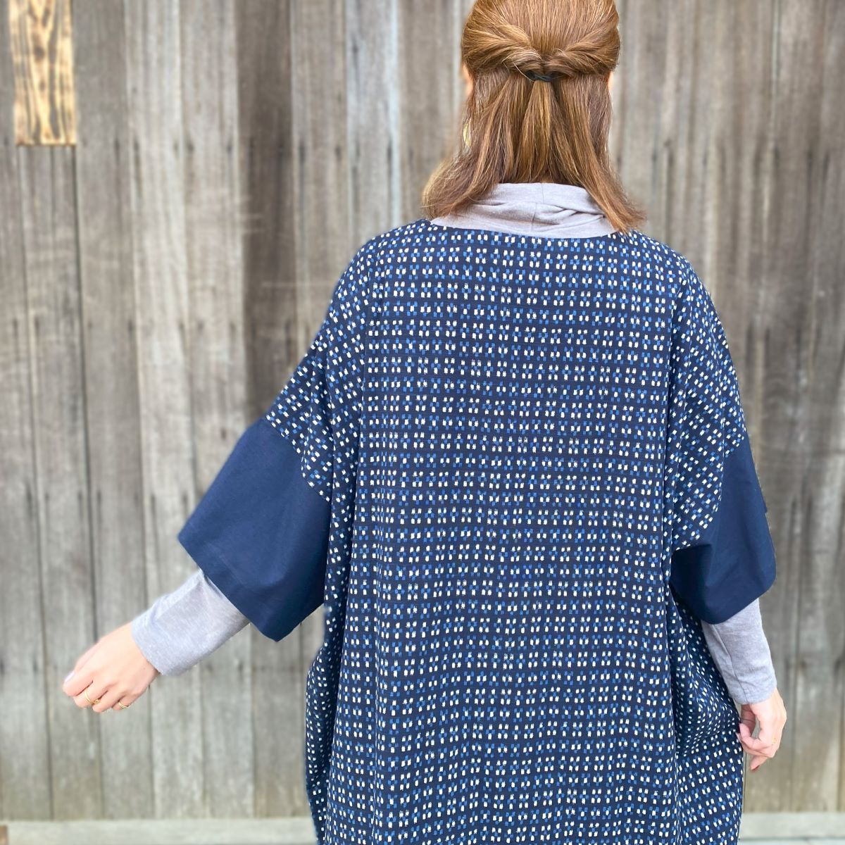 [Azumino tunic] Oshima pongee pattern, made in Japan, soft silhouette